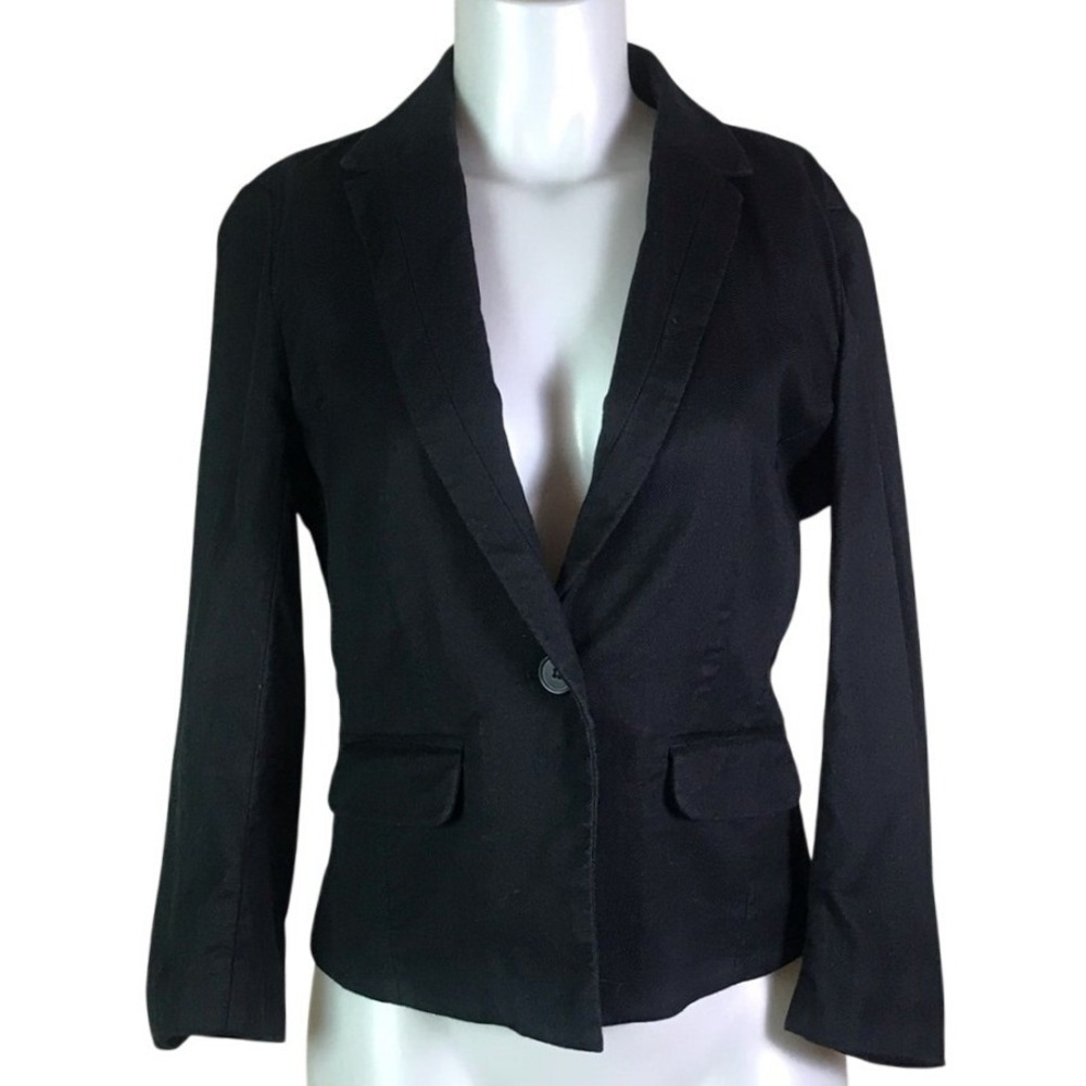 LOFT BLACK LINEN‎ BLEND RELAXED BLAZER